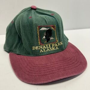 Ski Country Imports Denali Park Alaska Green Unisex OS Eagle Souvenir Hat Vtg